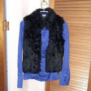 Y2K Le Château Blouse & Black Faux-Fur Vest from Costa Blanca.